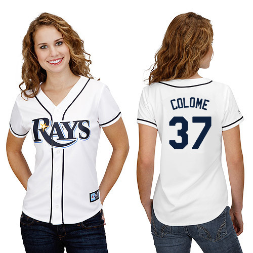 alex Colome #37 mlb Jersey-Tampa Bay Rays Women's Authentic Home White Cool Base Baseball Jersey